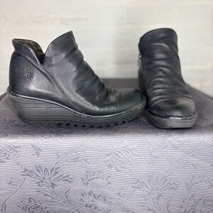 Fly London Black Wedge Shoes with Comfort Design